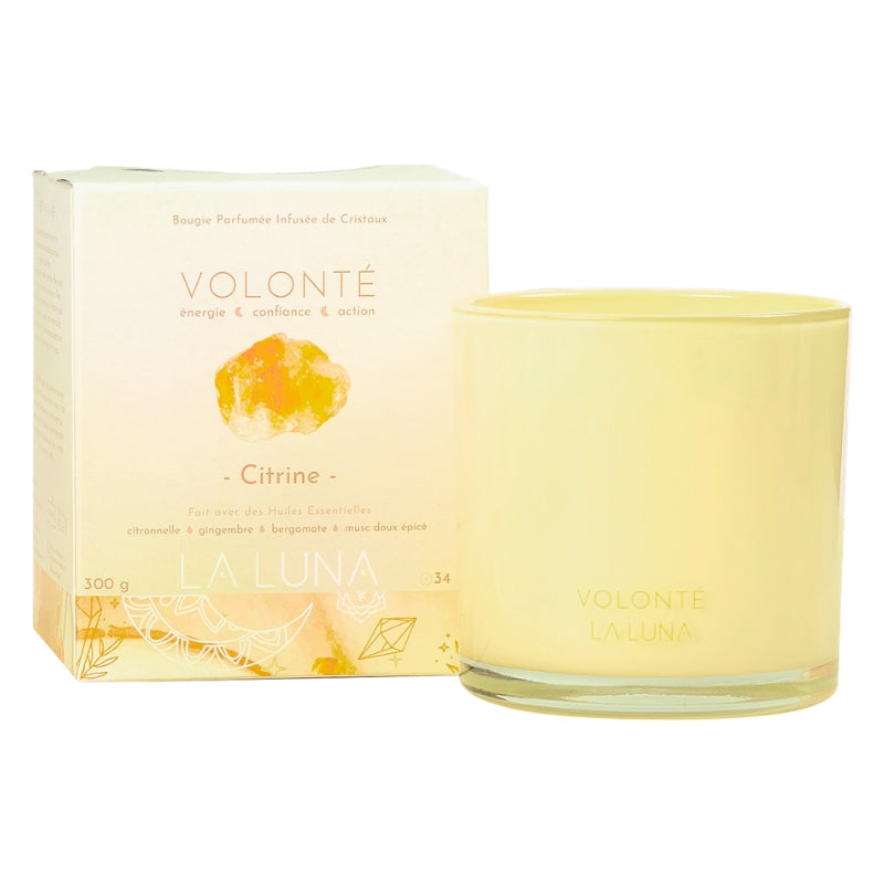 LA LUNA    Crystal Infused Candles    LA LUNA    Crystal Infused Candles    Will Power Citrine 300g