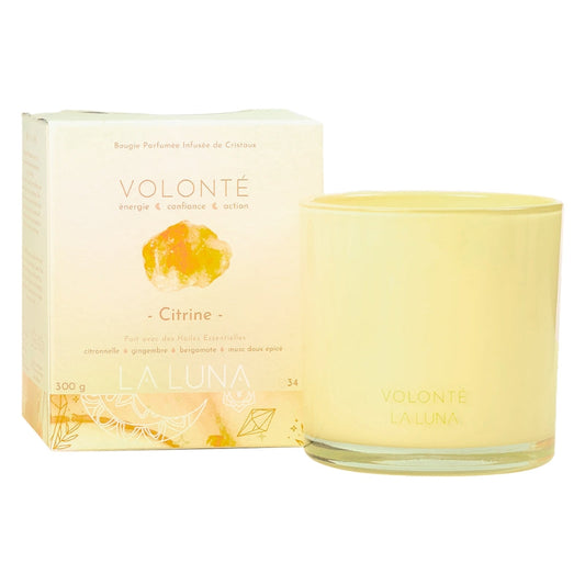 LA LUNA    Crystal Infused Candles    LA LUNA    Crystal Infused Candles    Will Power Citrine 300g