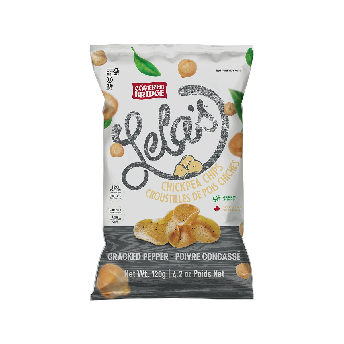 Covered Bridge Potato Chips - Chickpea Chips Cracked Pepper - 8 x 120g