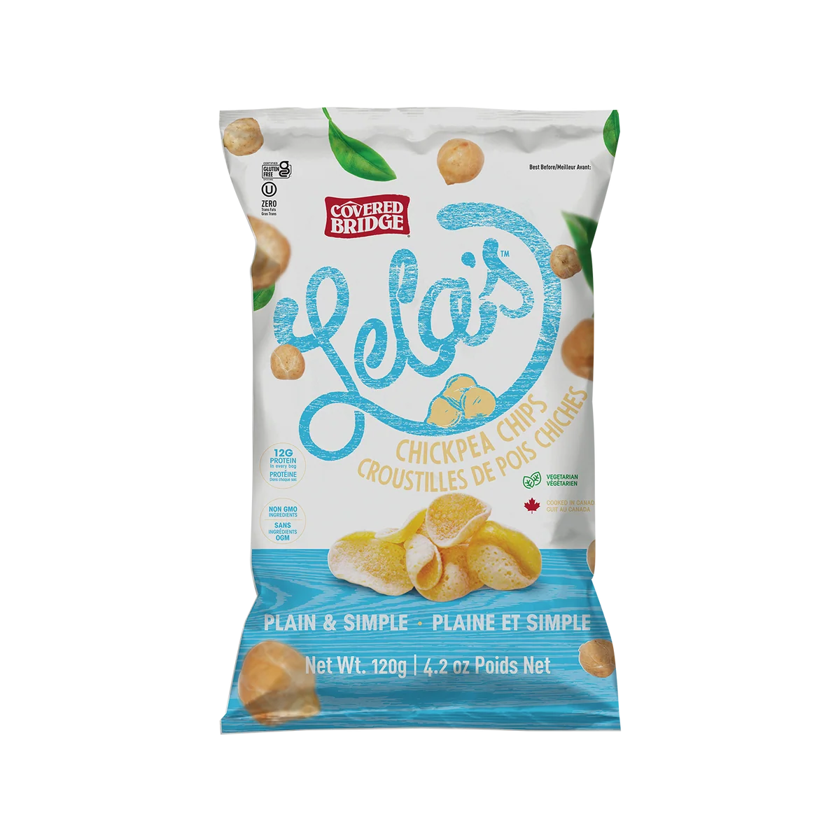 Covered Bridge Potato Chips - Chickpea Chips Plain & Simple - 8 x 120g