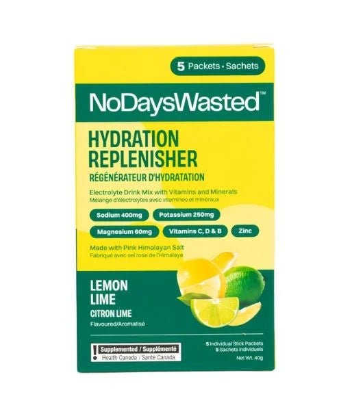 NO DAYS WASTED    HYDRATION REPLENISHER Lemon Lime, 5pk