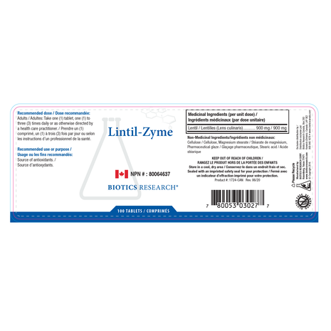 Biotics - Lintil-Zyme 100 tabs