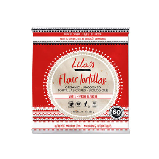 LITA’S MEXICAN FOODS -   Tortillas, Uncooked, White Flour, Organic (NGM/vegan)    280g