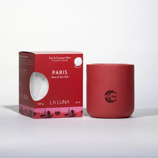 LA LUNA    Soy & Coconut Candles    Paris Rose & Sea Salt Candle 220g