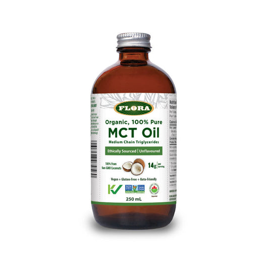Flora   Organic MCT Oil 15ml = 7.5g caprylic acid & 4.8g capric acid250 mL