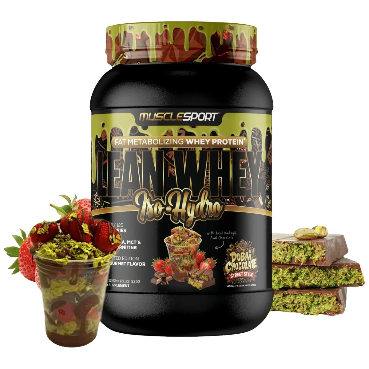MUSCLE SPORT - LEAN WHEY - 2lbs - DUBAI CHOCOLATE STREET STYLE