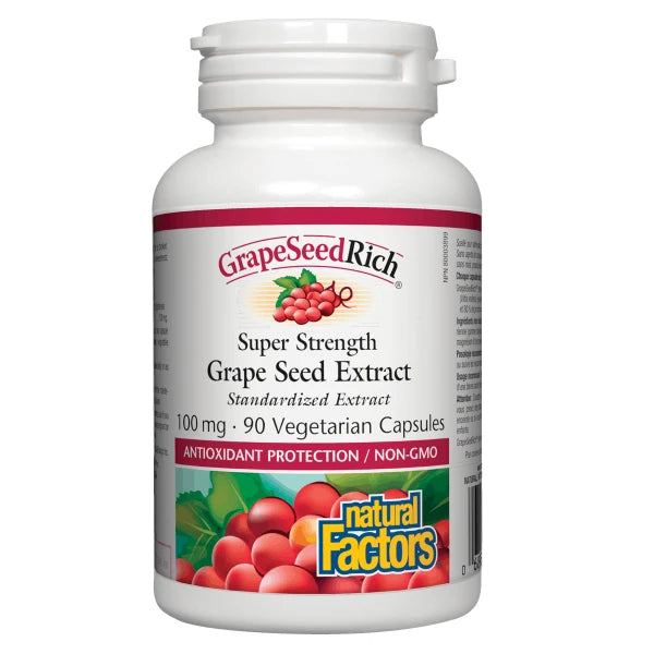 Natural Factors   GrapeSeedRich® Super Strength Grape Seed Extract 100 mg   90 vcapsvcaps