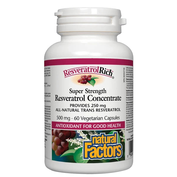 Natural Factors   ResveratrolRich Super Strength Resveratrol Concentrate 500 mg   60vcaps