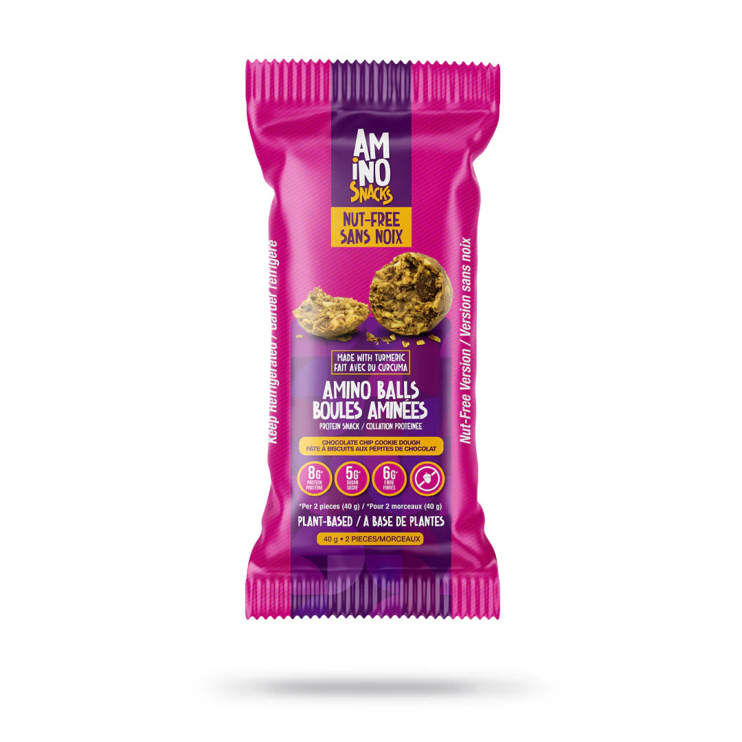 AMINO BALLS SNACKS -   Chocolate Chip Cookie Dough, Nut-Free (vegan)    40g