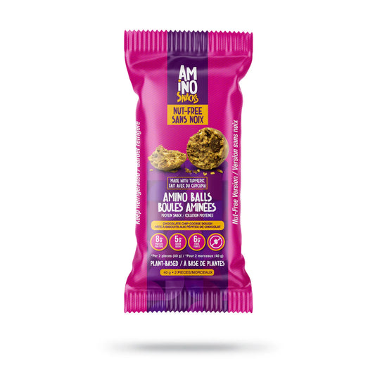AMINO BALLS SNACKS -   Chocolate Chip Cookie Dough, Nut-Free (vegan)    40g