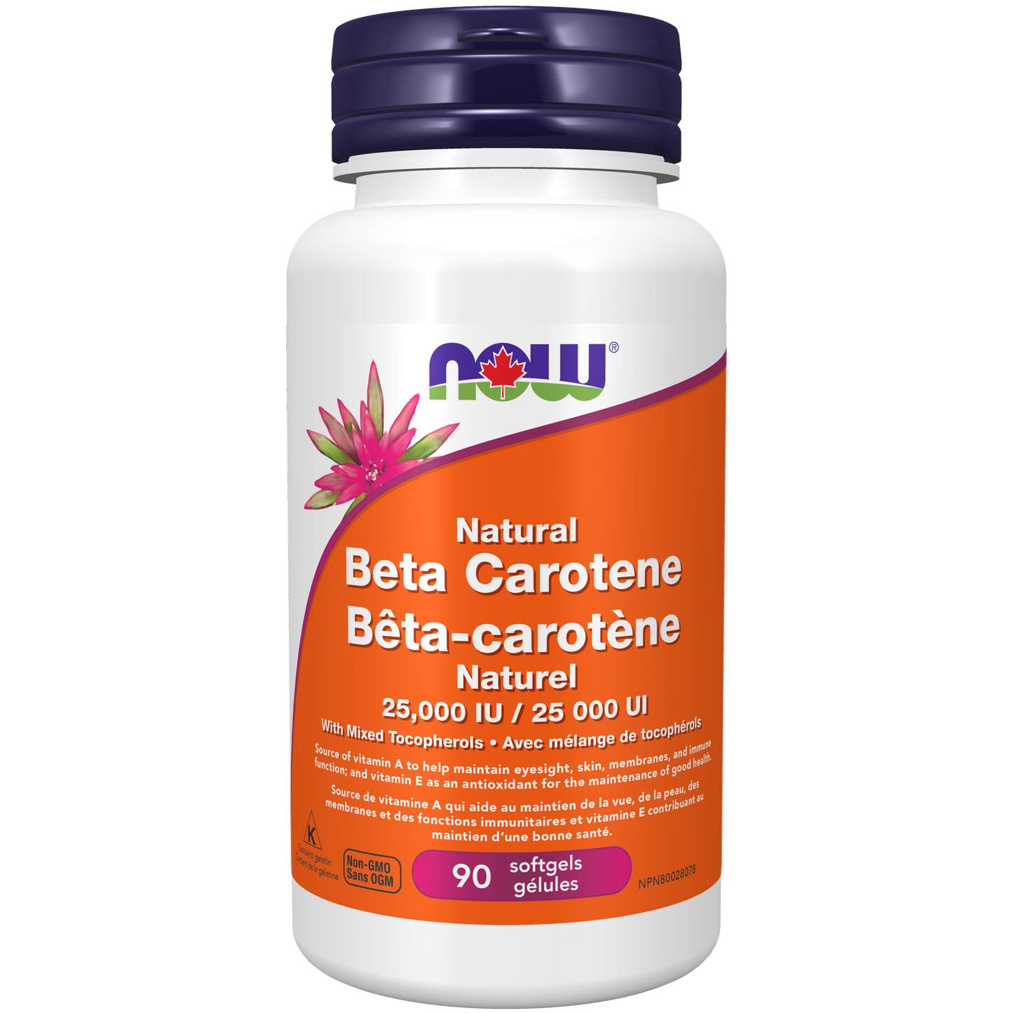 NOW    Beta Carotene 25,000 IU Natural D.Salina 90gel