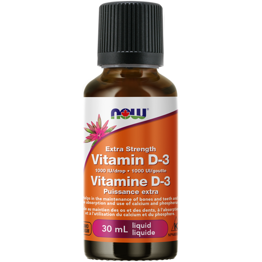 NOW    Vit D-3 Liquid Extra Strength 1,000 IU / drop 30mL