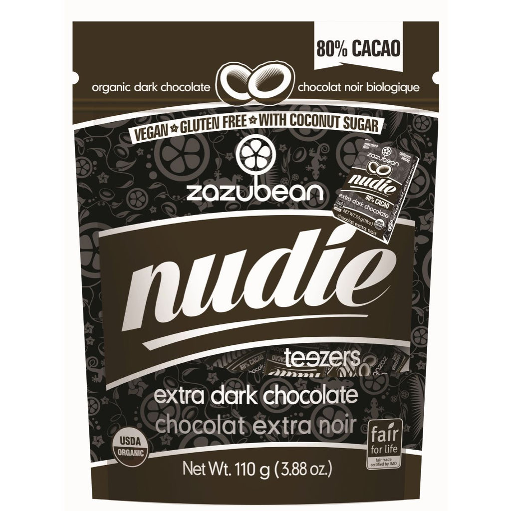 ZAZUBEAN ORGANIC CHOCOLATES    Org Nudie Extra Dark Teezers 110g