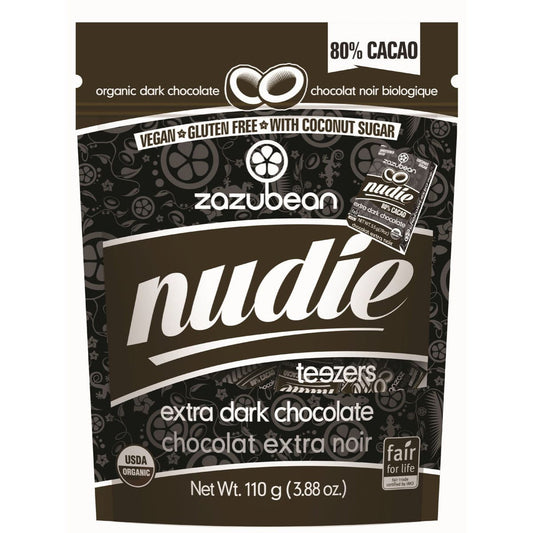 ZAZUBEAN ORGANIC CHOCOLATES    Org Nudie Extra Dark Teezers 110g