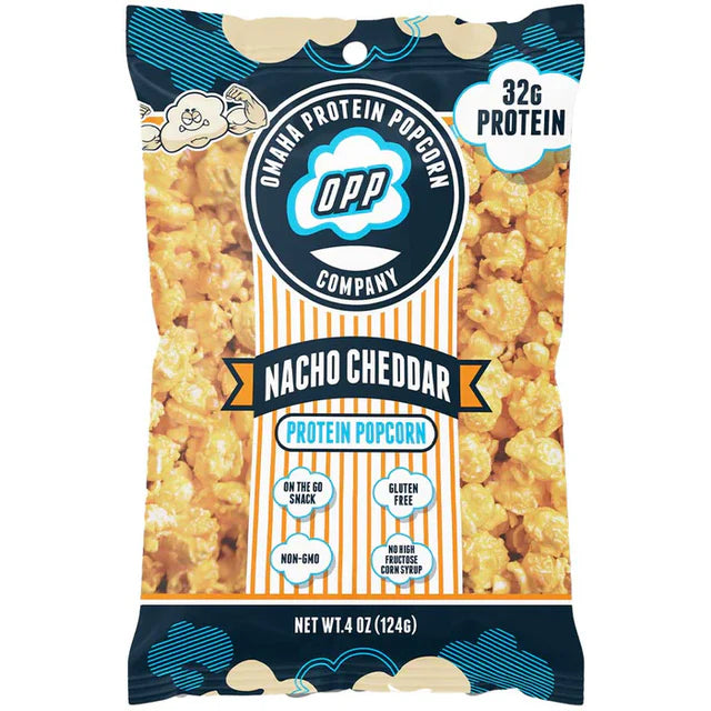 OMAHA PROTEIN POPCORN   PROTEIN POPCORN LARGE   124g - single   NACHO CHEDDAR