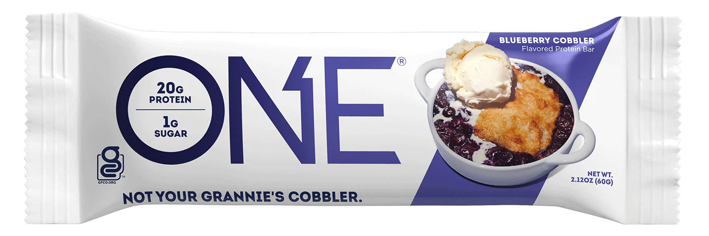 ONE Brands    ONE Protein Bar    Flavour: Blueberry Cobbler 
Container Size: 60 g    Pack of 12