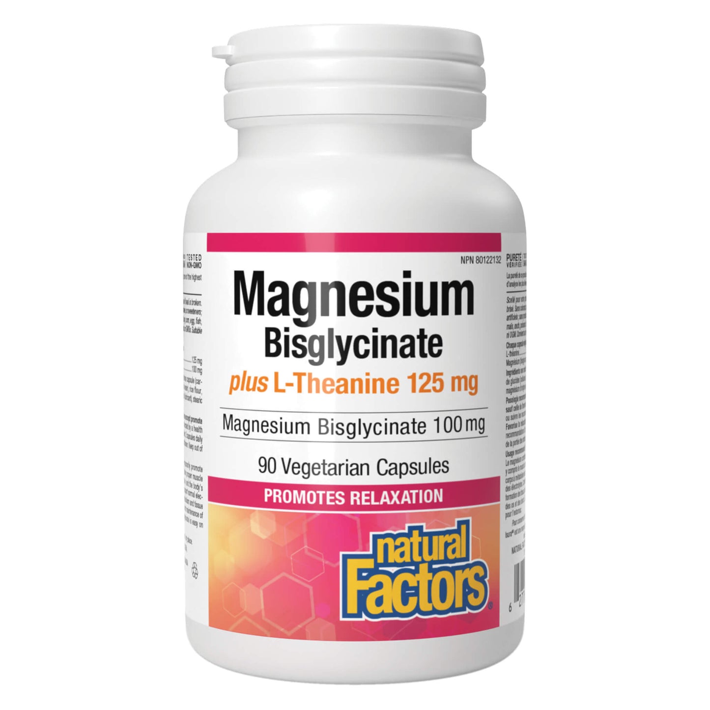 Natural Factors   Magnesium Bisglycinate 100mg plus L-Theanine 125 mg   90vcaps