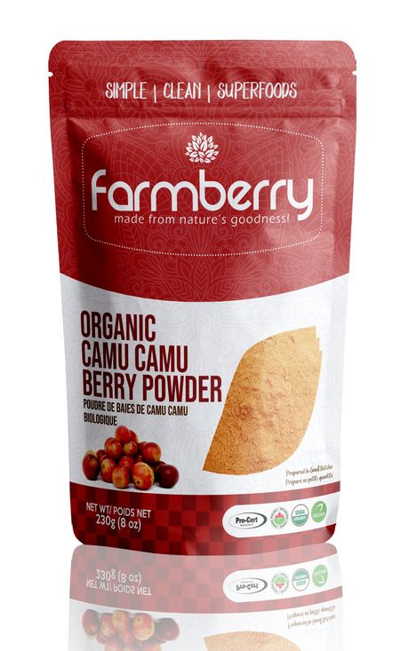 Farmberry    Farmberry Organic Powder    Flavour: Camu Camu Powder 
Container Size: 230 g    Each
