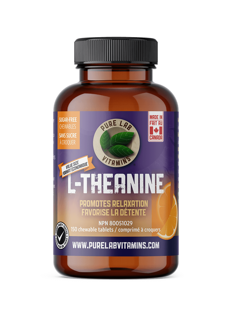 Pure Lab Vitamins   L-Theanine 125mg - Chewables - 150 Tab