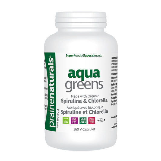PrairieNaturals   Organic Aqua Greens Organic Spirulina & Chlorella Blend   360 V-Caps