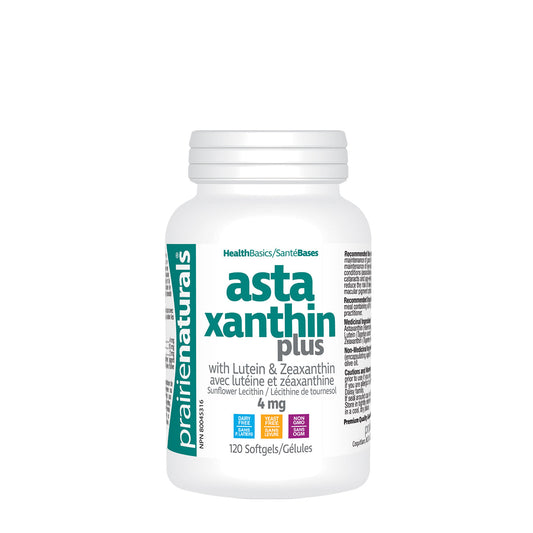 PrairieNaturals   Astaxanthin Plus 4 mg Astaxanthin, Lutein, & Zeaxanthin   120 Softgels
