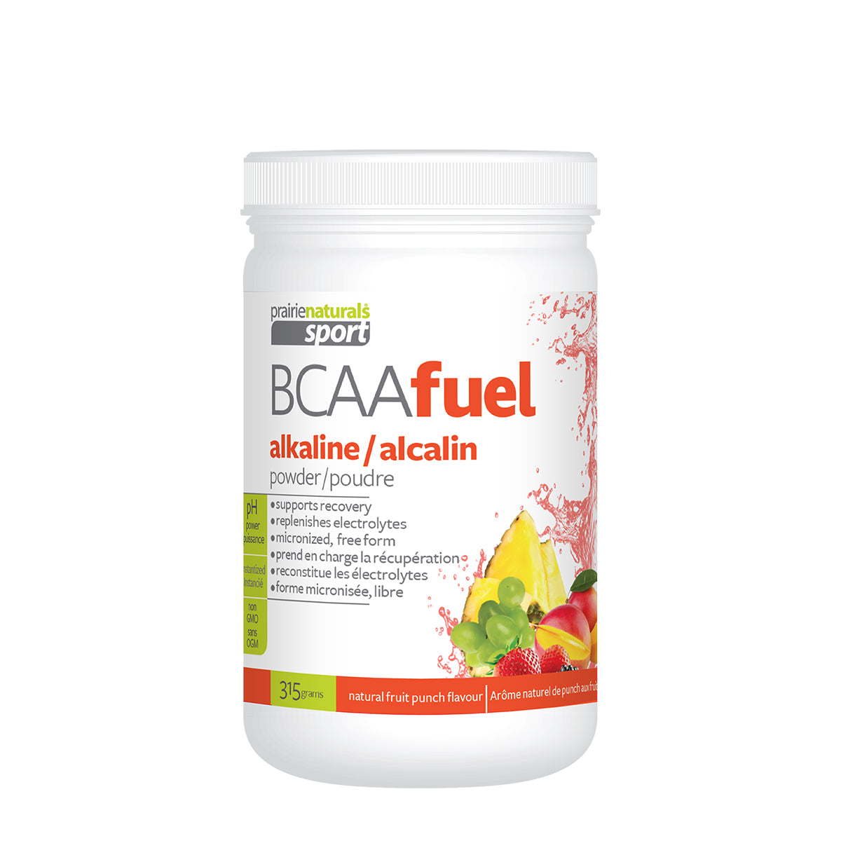 PrairieNaturals   BCAA Fuel pH-Balanced Branch-Chain Amino Acids - Fruit Punch   315g