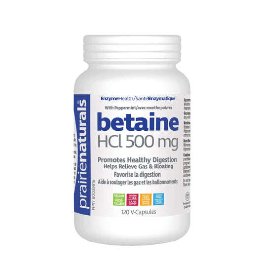 PrairieNaturals   Betaine HCL 500mg   120 V-Caps