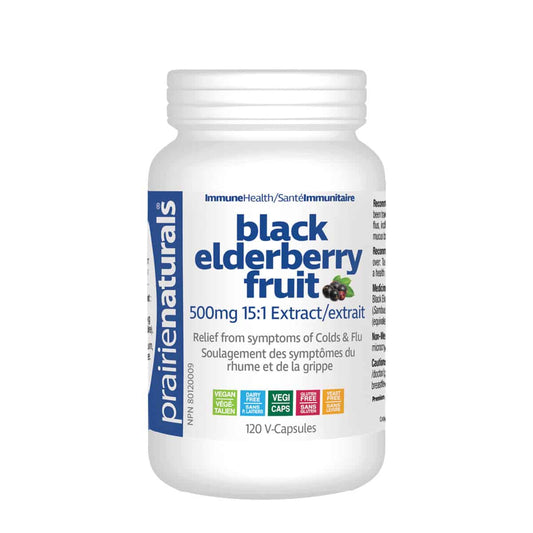 PRAIRIE NATURALS European Black Elderberry Fruit Extract 15:1  120 V-Caps