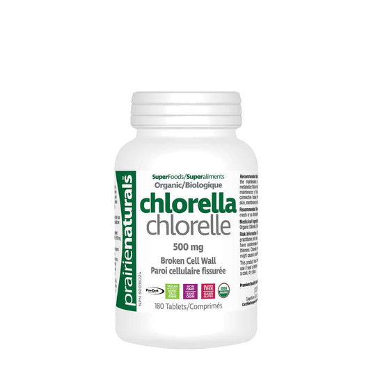 PrairieNaturals   Organic Chlorella Broken Cell Wall   180 Tablets