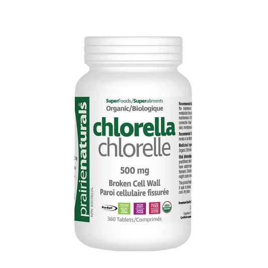 PrairieNaturals   Organic Chlorella Broken Cell Wall   360 Tablets