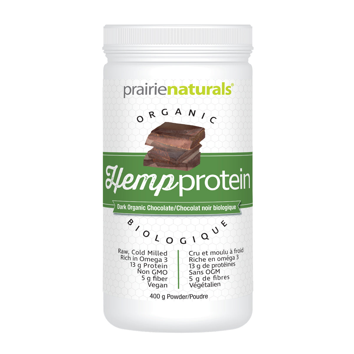 PrairieNaturals   Organic Raw Canadian Hemp Protein - Dark Chocolate   400g