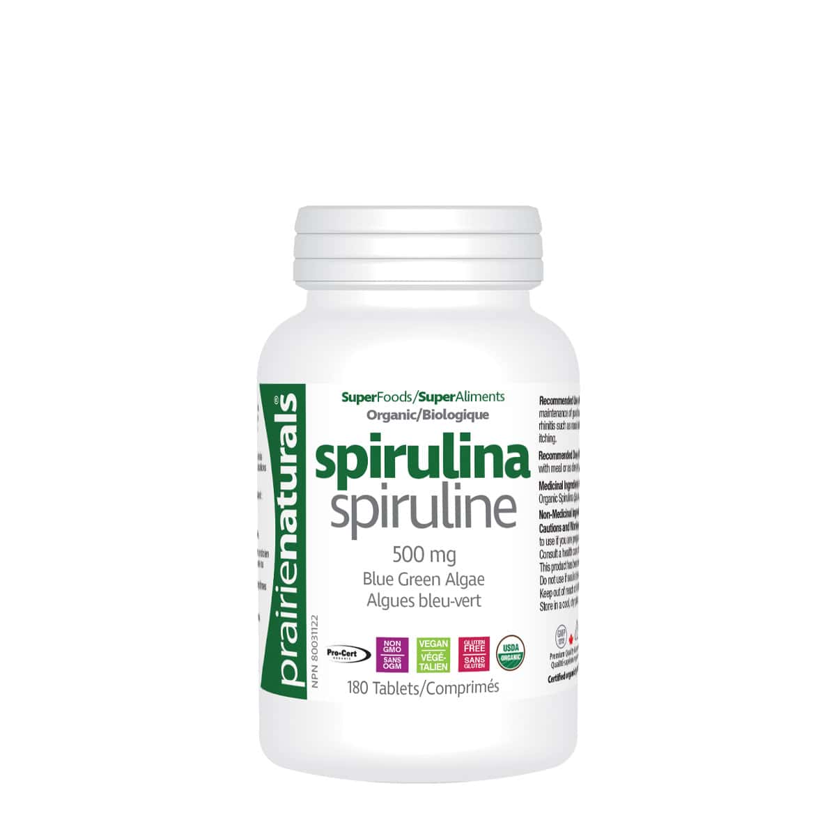 Organic Spirulina Blue Green Algae  180 Tablets