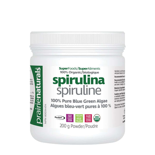 Prairie Naturals Organic Spirulina Blue Green Algae Powder - 200 Gram
