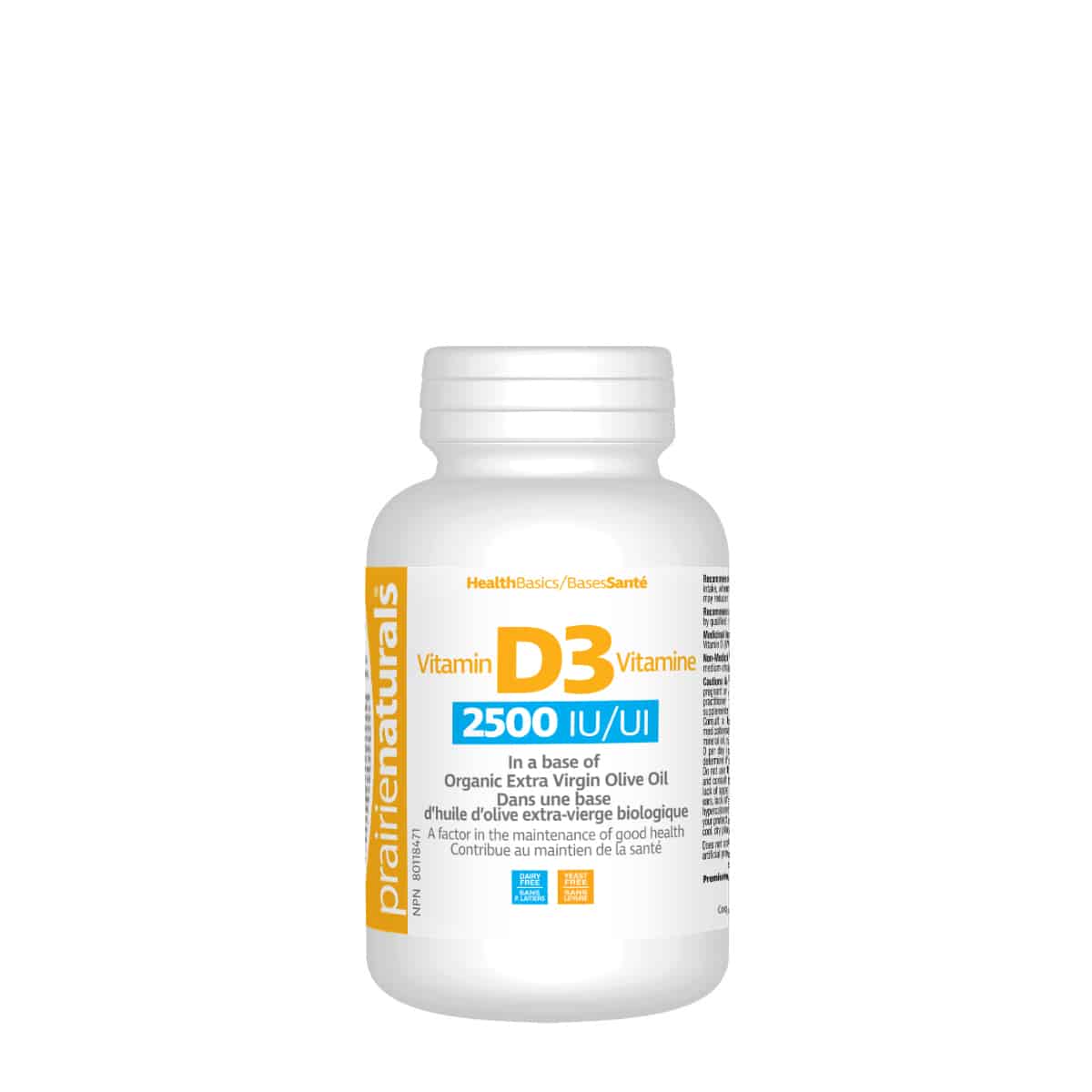 Vitamin D3 Cholecalciferol 2,500 IU in Organic Extra-Virgin Olive Oil  90 Softgels