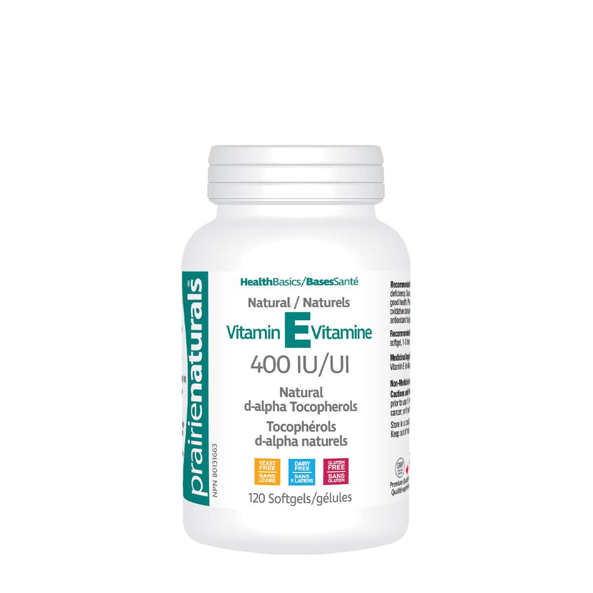 PrairieNaturals   NEW! Vitamin E d-alpha Tocopherols   120 Softgels