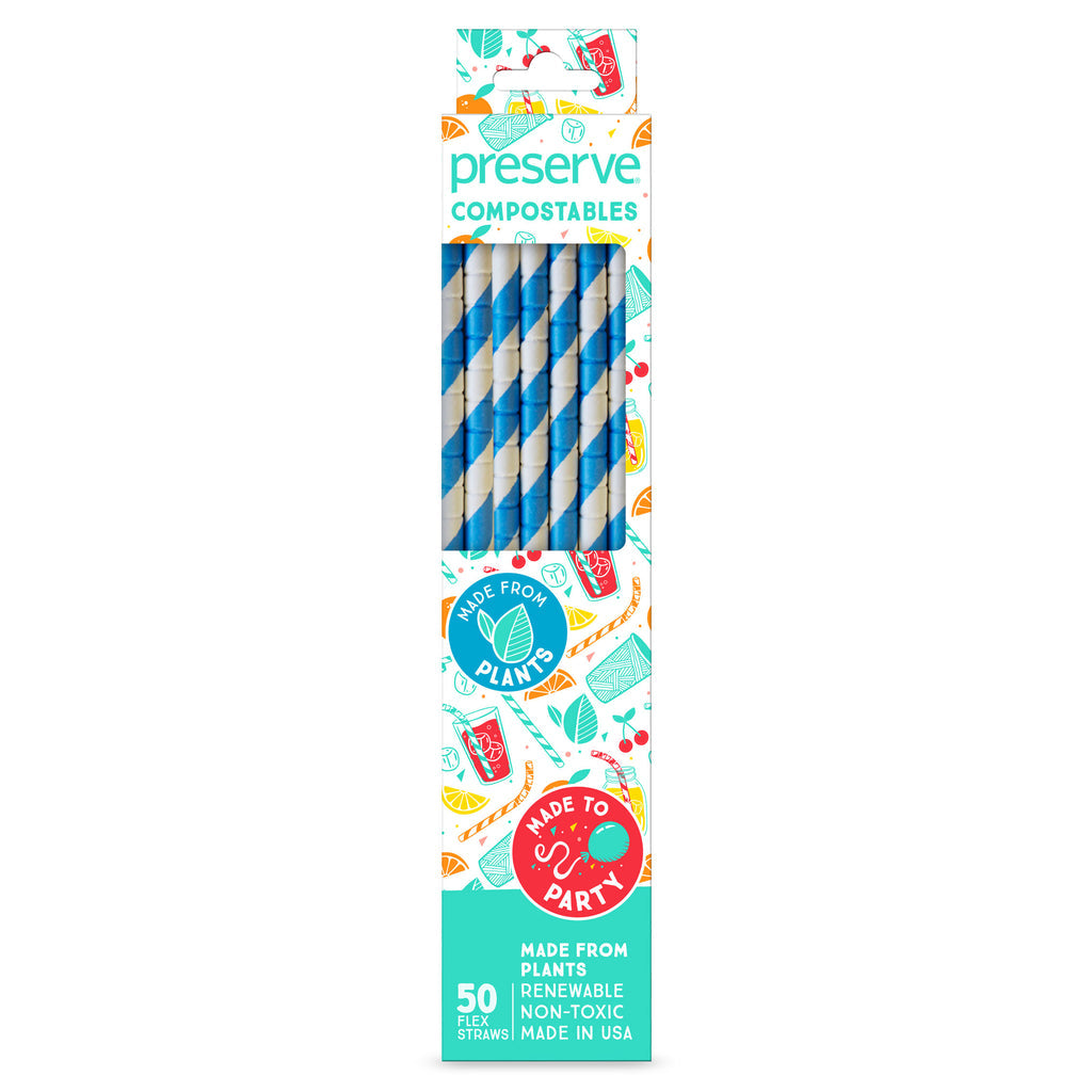 PRESERVE PRODUCTS    Compostable Straws 50ct Blue