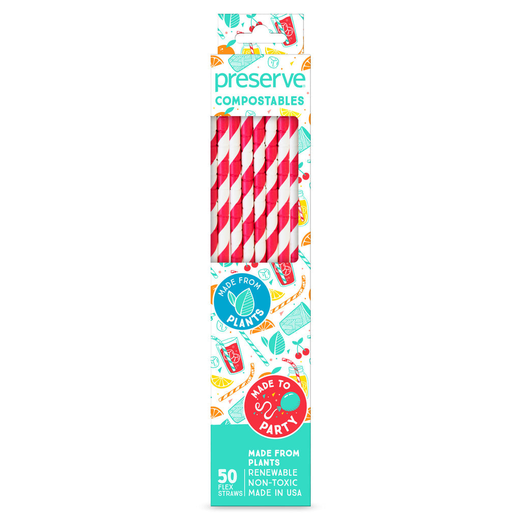 PRESERVE PRODUCTS    Compostable Straws 50ct Red