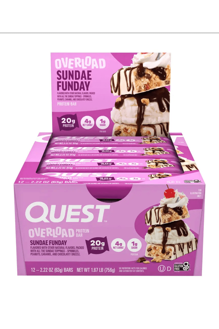 Quest   Quest Overload Bar, Sundae, 12/Box
