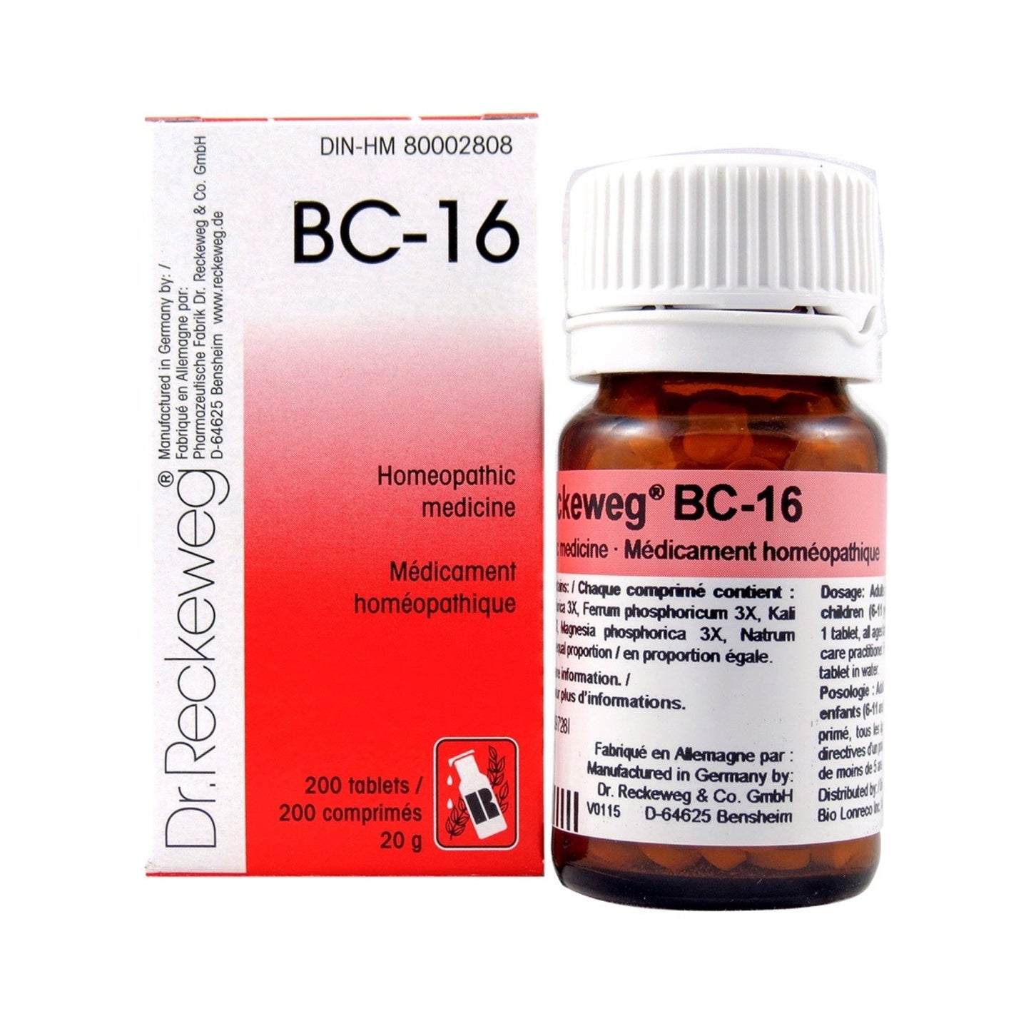 Dr. Reckeweg - BC-16 - 200 tablets/comprimés - 20 g