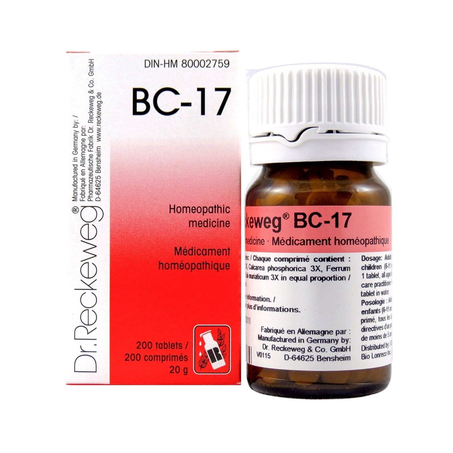 Dr. Reckeweg - BC-17 - 200 tablets/comprimés - 20 g
