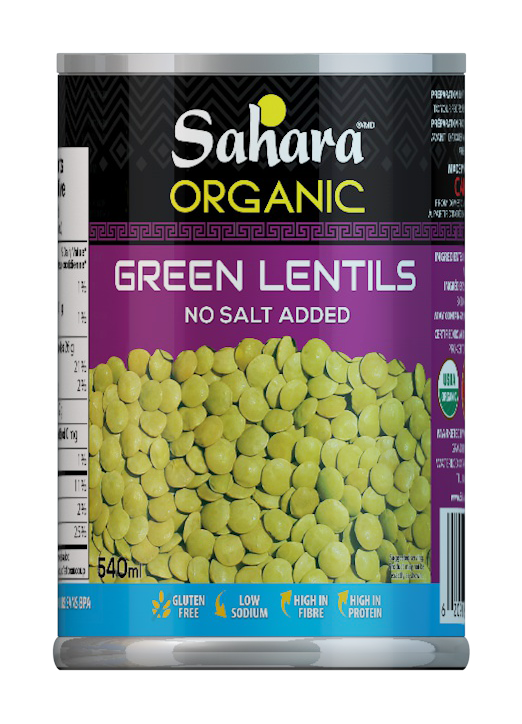 Sahara   Organic Green Lentils No Salt 12 x 540ml