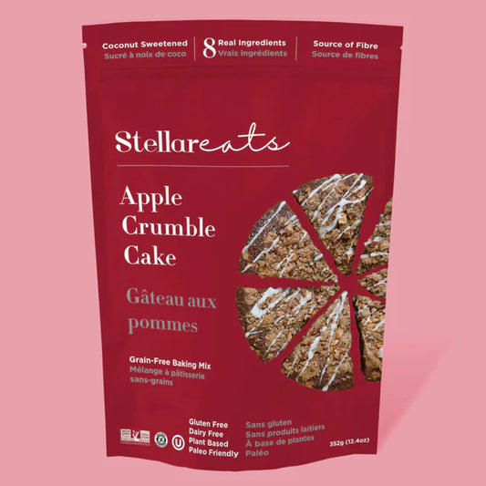 Stellar Eats    Stellar Eats Baking Mix    Flavour: Apple Crumble Cake 
Container Size: 352 g    Case of 6