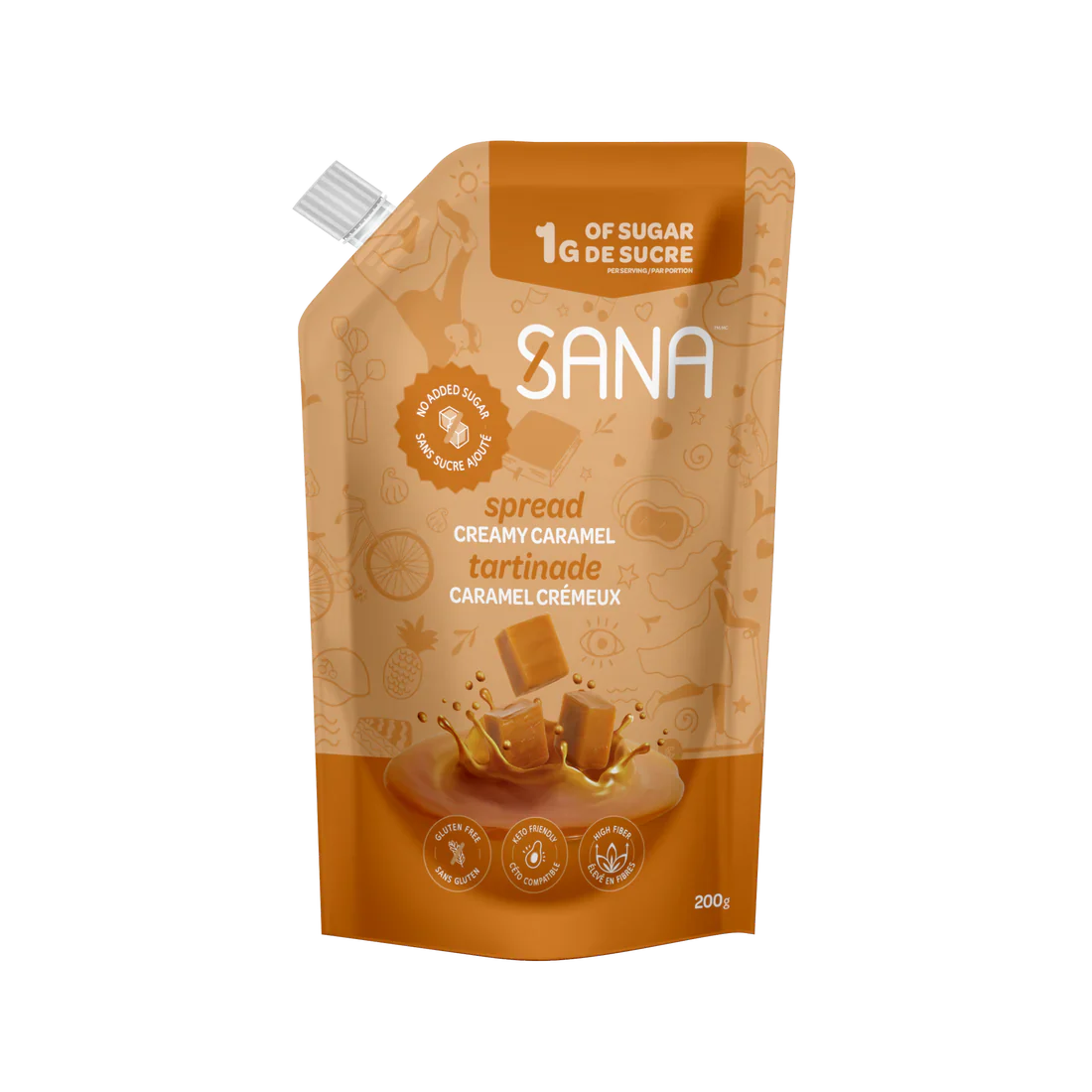 Sana Sweet Life    Sana Hazelnut Spread    Flavour: Creamy Caramel 
Container Size: 200 g    Case of 6