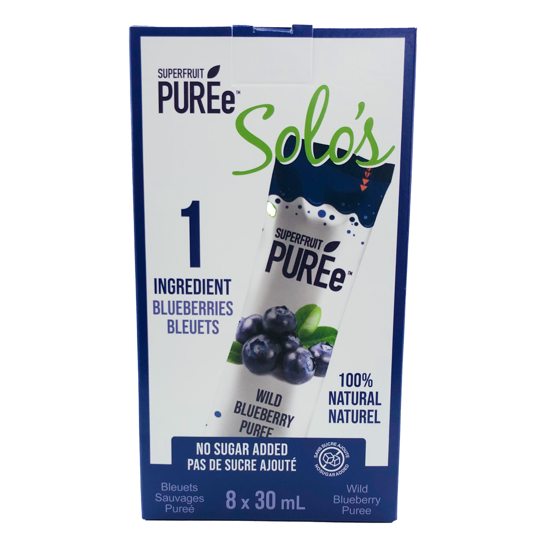 SUPERFRUIT PUREe   SOLO's Wild Blueberry   8 x 30 ml single serve sachets Short-Dated