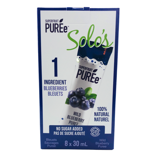 SUPERFRUIT PUREe   SOLO's Wild Blueberry   8 x 30 ml single serve sachets Short-Dated
