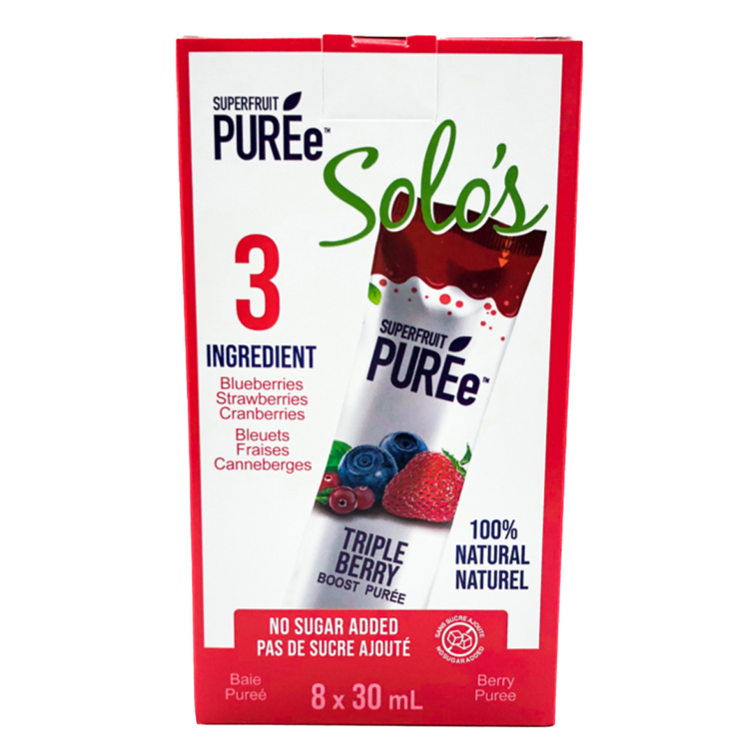 SUPERFRUIT PUREe   SOLO's Triple Berry   8 x 30 ml single serve sachets