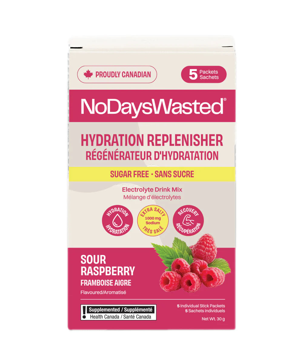 NO DAYS WASTED    Active Hydration Sour Raspberry, 5pk