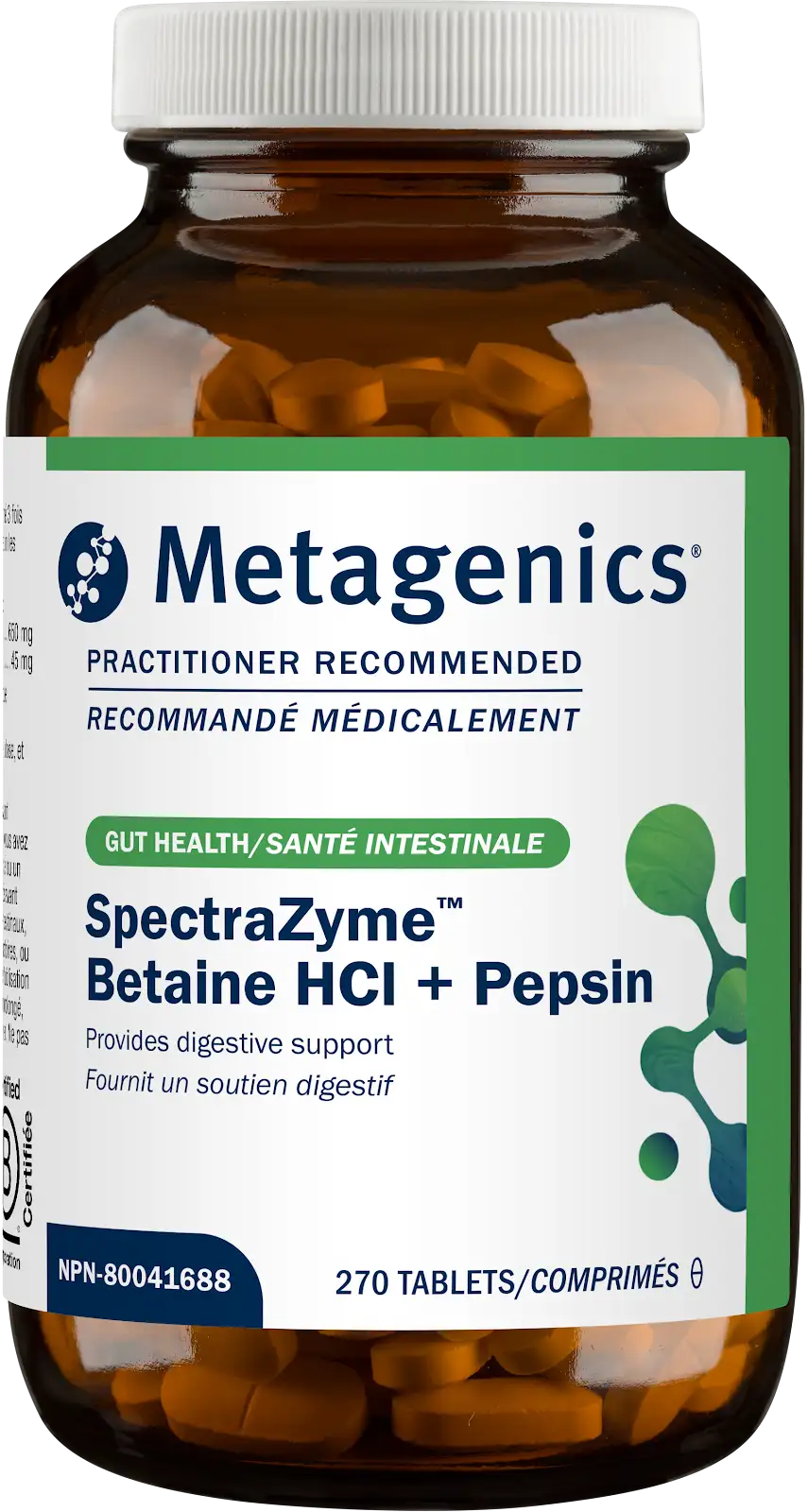 Metagenics SpectraZymeBetaine HCI + Pepsin Enzymes 270 T   270Tablets