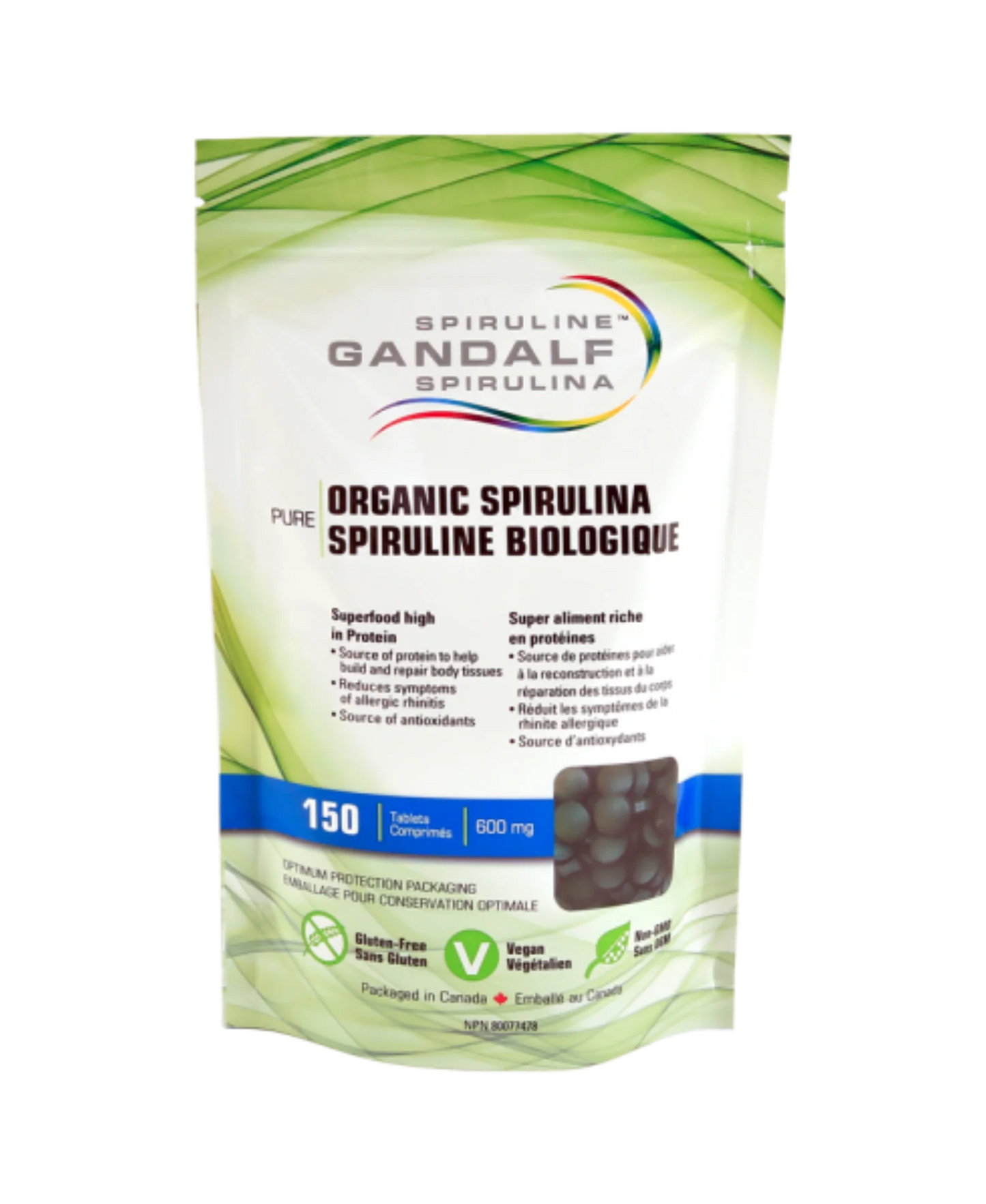 GANDALF    Spirulina Org 600mg, 150 tabs