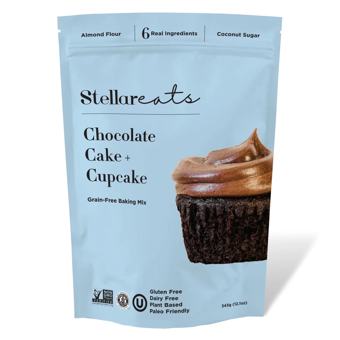 Stellar Eats    Stellar Eats Baking Mix    Flavour: Chocolate Cake + Cupcake 
Container Size: 355 g    Case of 6
